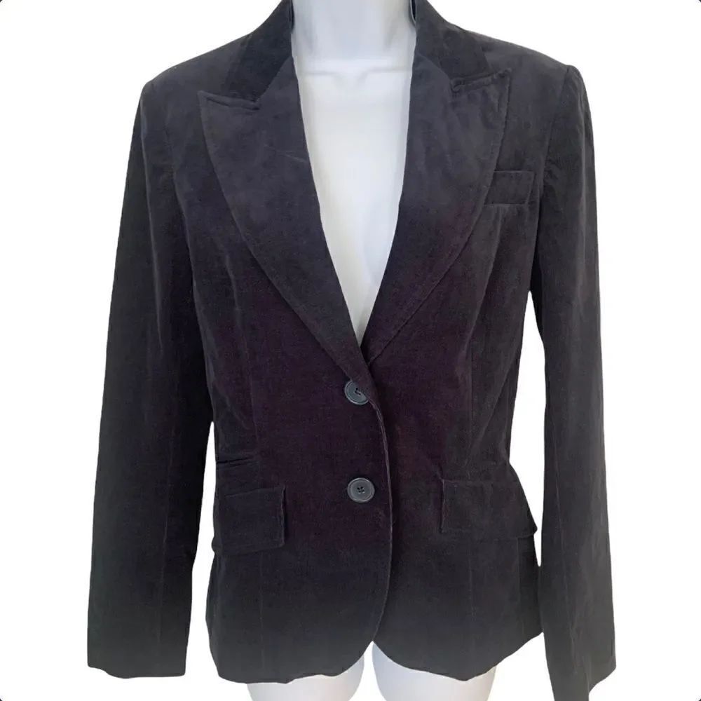 Zara Navy Blue Corduroy Tailored Classic Timeless Academia Blazer Jacket S